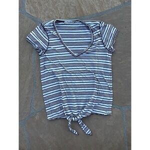 Michael Stars Anthropologie One Size Striped Tie Front Top Shirt